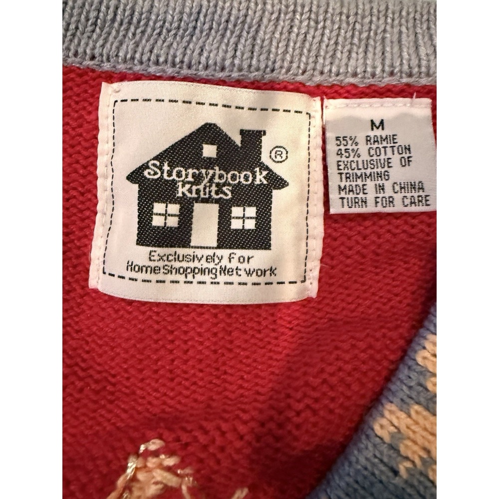 Storybook Knits Patchwork Colorful Sweater Cardigan Sz M Embroidered Floral - Picture 7 of 8